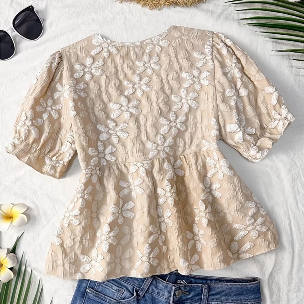Zaful Beige Floral Blouse